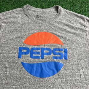 Pepsi Spell Out Logo Graphic T-Shirt Men's Large Short Sleeve Heather Gray